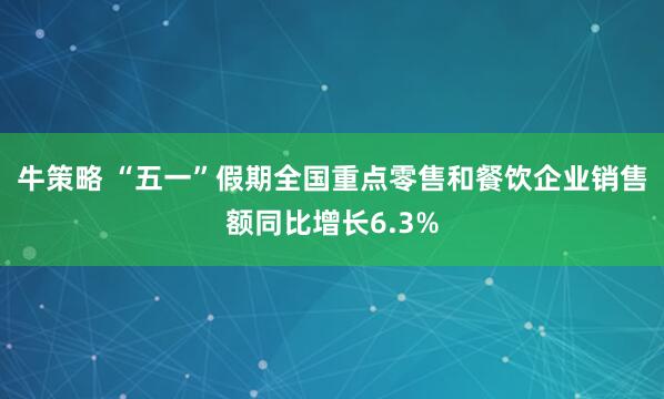 牛策略 “五一”假期全国重点零售和餐饮企业销售额同比增长6.3%